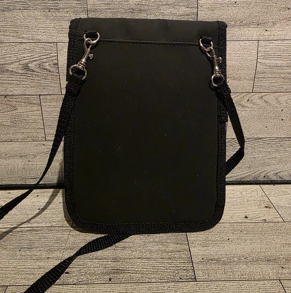 Mudd  Black Crossbody Pouch with Light Blue Handprint Logo